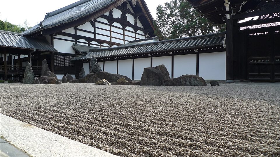 東福寺本坊庭園（方丈）の南庭の石組と白砂